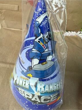 Vintage 1998 Power Rangers In Space Cone Party Hat Pack of 8 Happy Birthday Hat